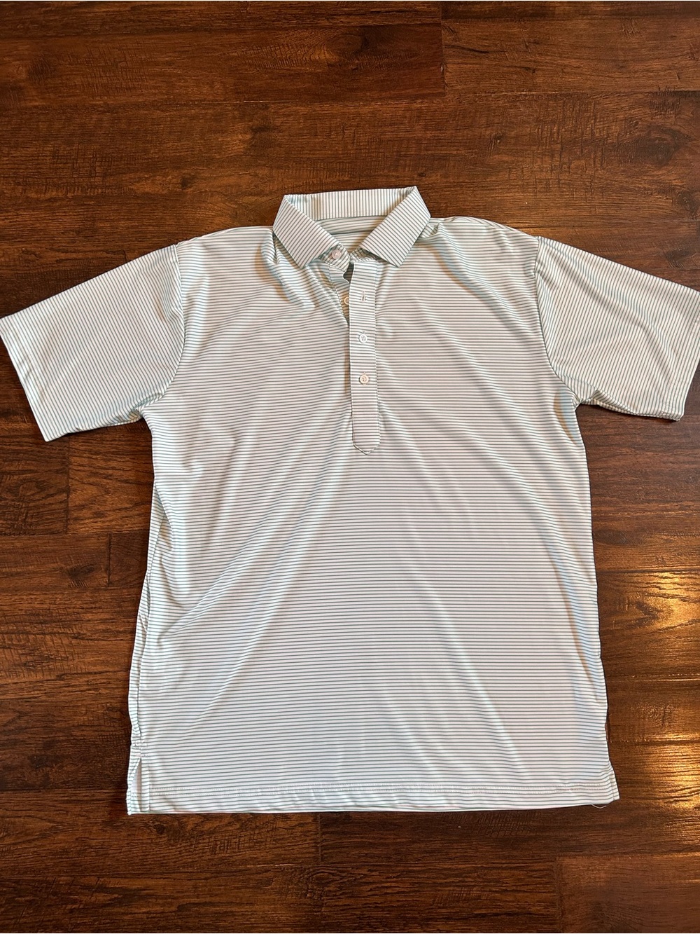 Men's Short-Sleeve Polo in Green Micro-Stripe